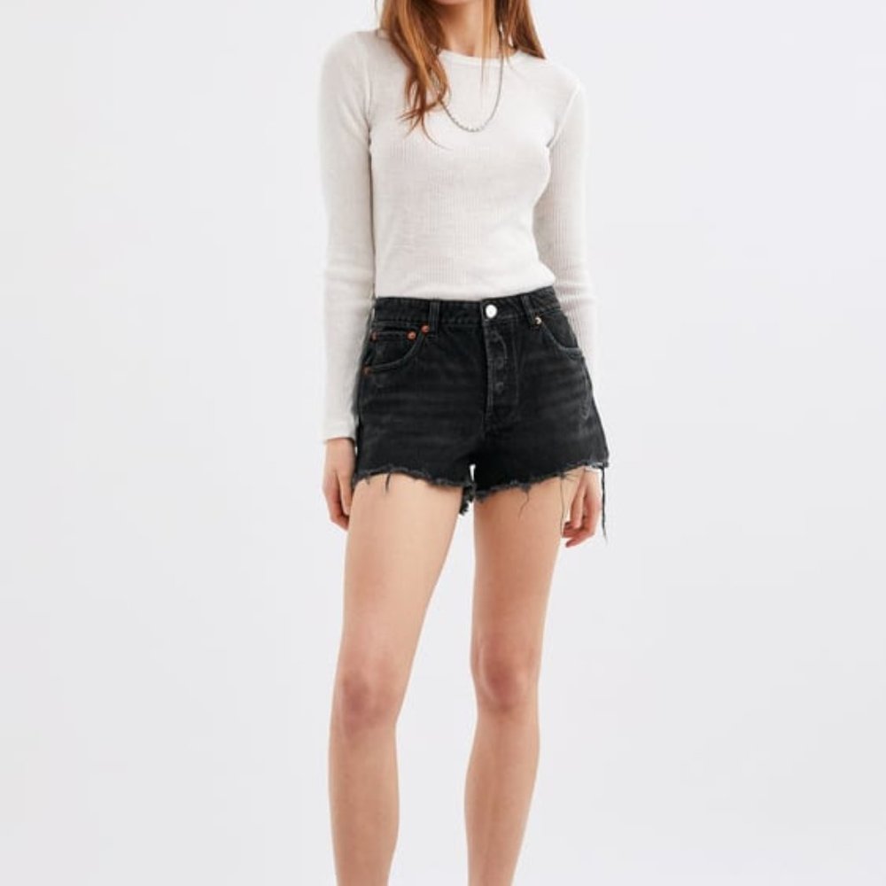 Zara Ripped Denim Shorts